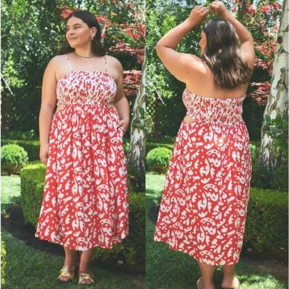 The Odells Dresses & Skirts - The Odells Tallara Dress 3X Red Tomato Cut Out Resortwear Feminine Vacation NWT